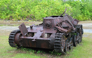 This Japanese tank was a victim on the first day of battle.